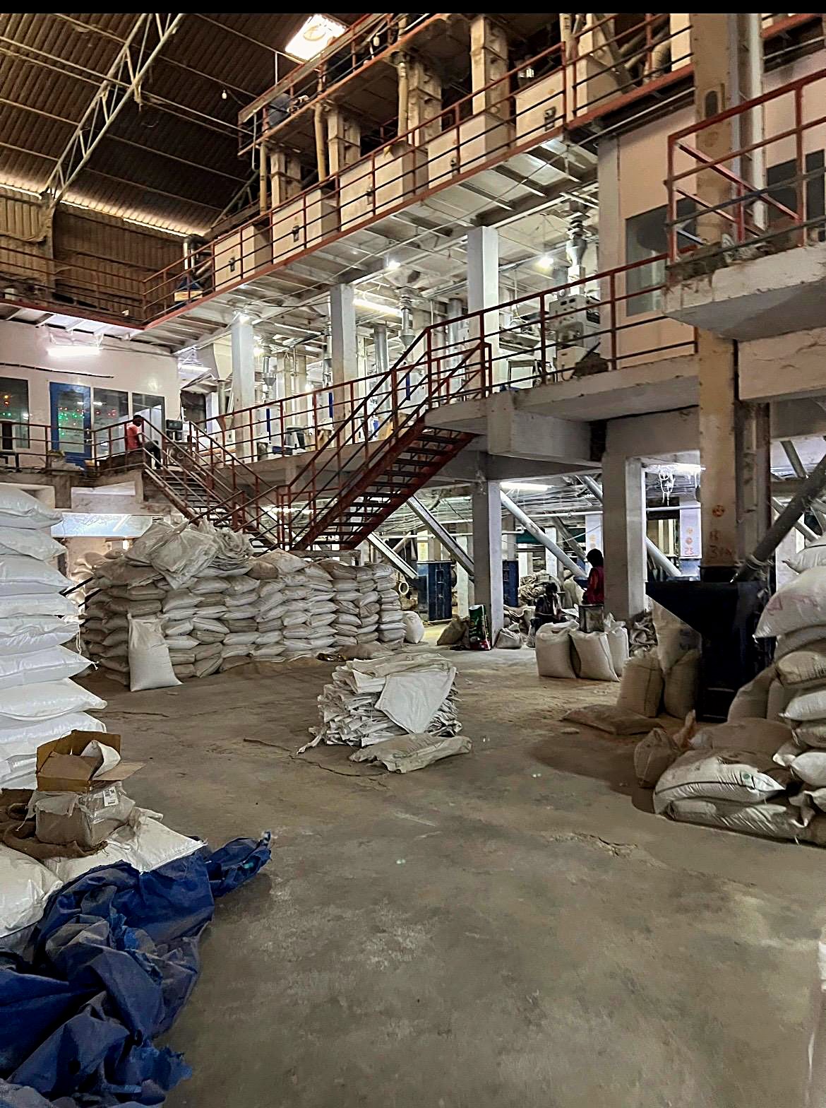 Inside the Sai Balaji rice processing hall